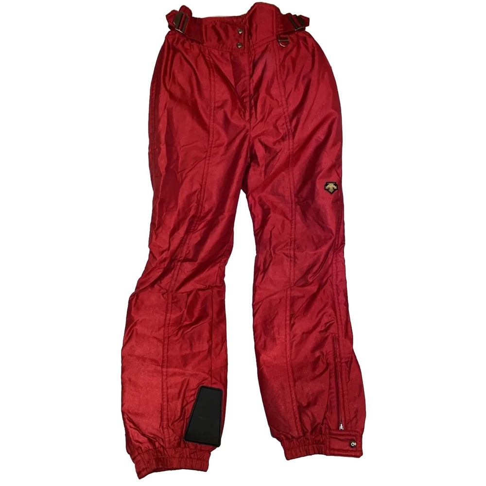 Vtg Descente Snowboard Ski Pants Red Thermal Zippers Winter Women S Sz 28